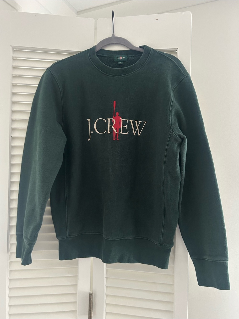 J.Crew Embroidered Rowing Logo Crewneck Sweatshirt Forest Green Pullover Unisex